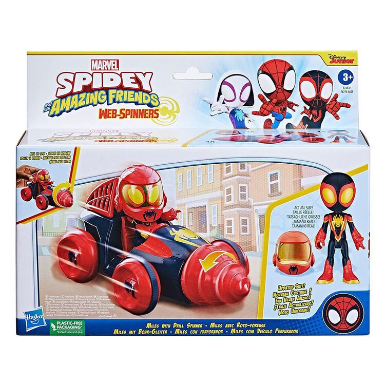 Product Hasbro Marvel: Spidey and his Amazing Friends - Web-Spinners - Miles with Drill Spinner Vehicle (F7253) image