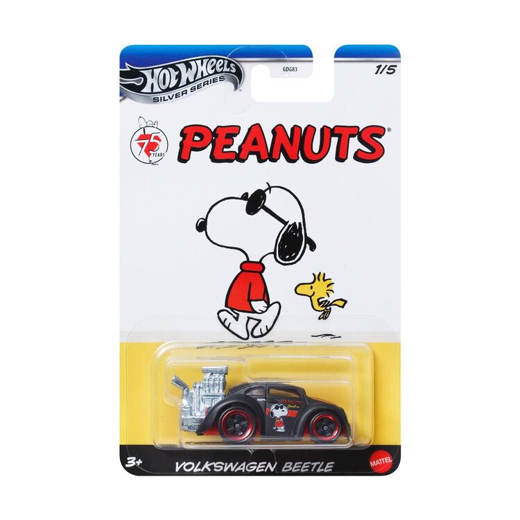 Product Mattel Hot Wheels: Silver Series Peanuts 75th - Volkswagen Beetle Vehicle (JCB81) image