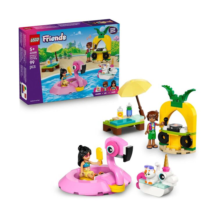 Product LEGO® Friends: Πισίνα-Πάρτι με Φουσκωτό Μονόκερο & Φλαμίνγκο (42658) image
