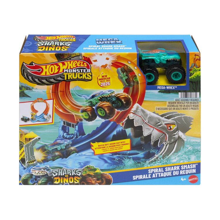 Product Mattel Hot Wheels Monster Trucks: Sharks VS. Dinos - Spiral Shark Smash Playset (JFR08) image