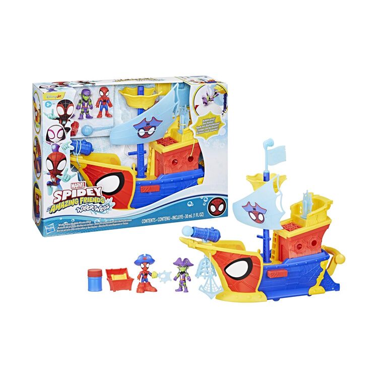 Product Hasbro Disney Jr. Marvel: Spidey And His Amazing Friends Waterwebs - Webs Ahoy Bubble Pirate Ship Playset (G0666) image