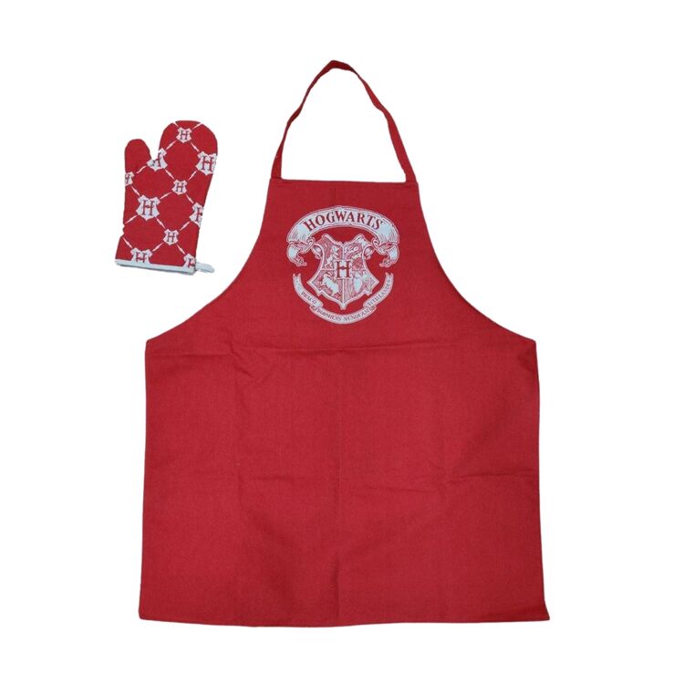 Product Harry Potter cooking apron with oven mitt Hogwarts image