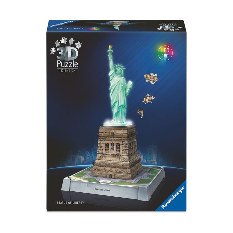 Product Παζλ Ravensburger 3D Puzzle: 3D Iconics - Statue of Liberty Night Edition (108pcs) image