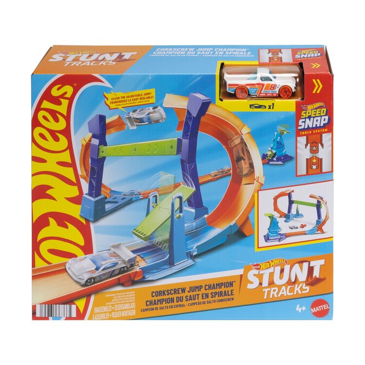 Product Mattel Hot Wheels Speed Snap: Stunt Tracks - Corkscrew Jump Champion Playset (JLM91) image
