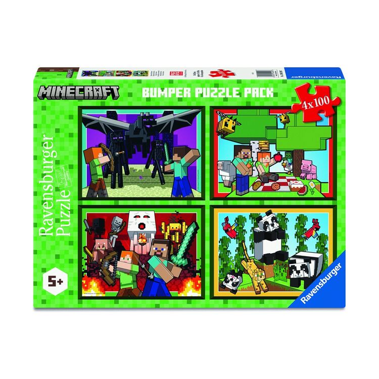 Product Παζλ Ravensburger Minecraft: Bumper Puzzle Pack - Realms &amp; Adventures (4x100 pcs) (12004290) image