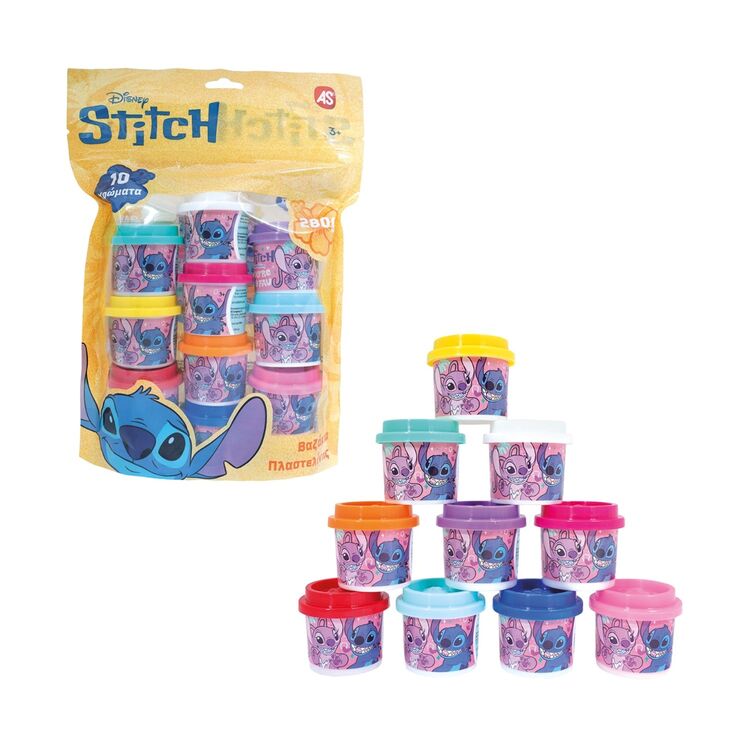Product Πλαστελίνη AS HappiHobbi: Disney - 10 Βαζάκια Πλαστελίνης 1ΟΖ Σε Σακουλάκι Stitch (1045-03635) image