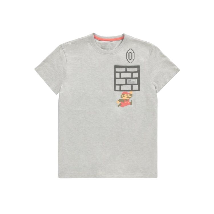 Product Nintendo 8bit Super Mario Coin Grey T-shirt image