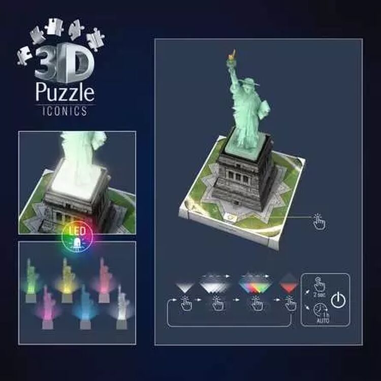 Product Παζλ Ravensburger 3D Puzzle: 3D Iconics - Statue of Liberty Night Edition (108pcs) image
