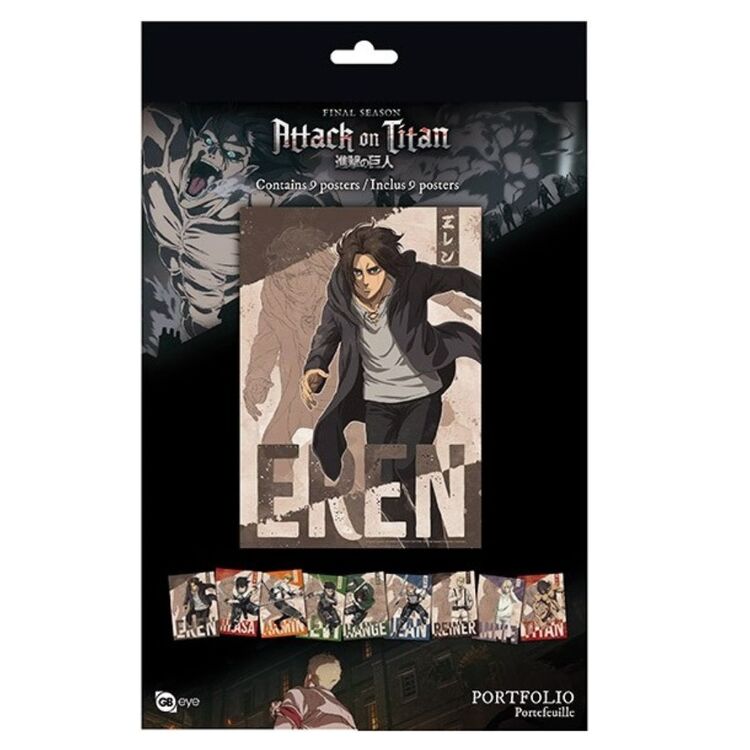 Product Σετ 9 Αφίσες Attack On Titan Portfolio Characters image