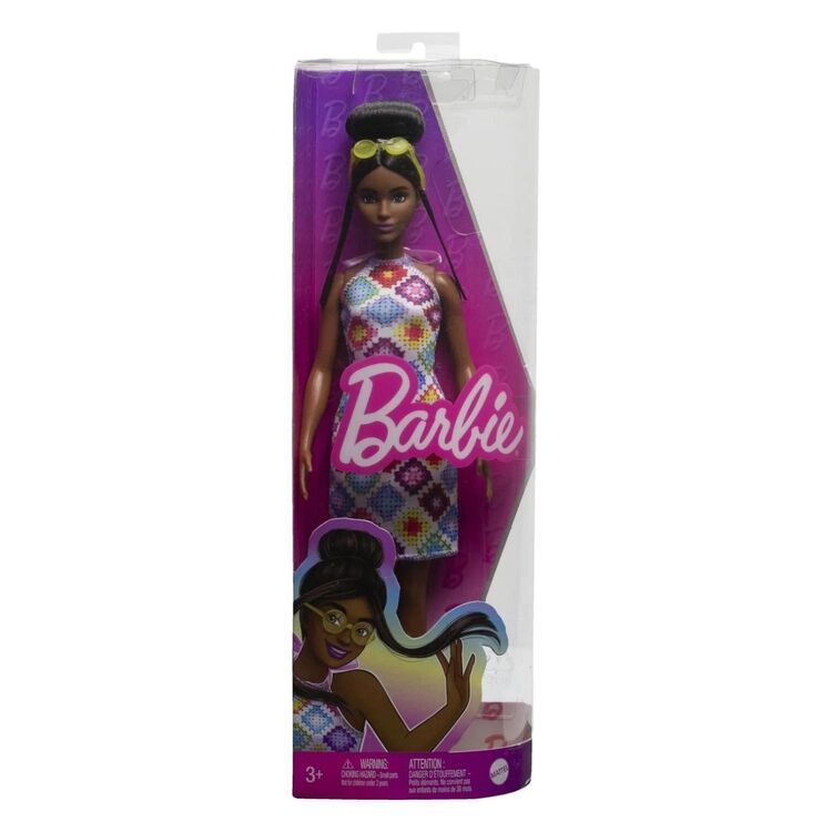 Product Mattel Barbie Doll - Fashionistas #210 Brown Hair In Bun - Diamond Crochet Dress Dark Skin Doll (HJT07) image