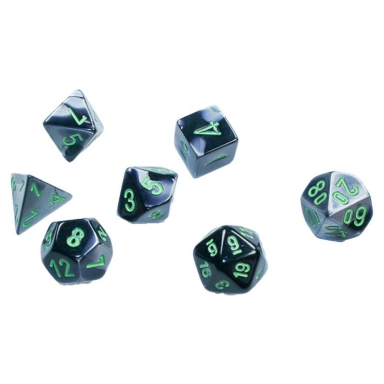 Product Ζάρια Gemini Black-Grey/Green Mini Polyhedral 7-Die Set image