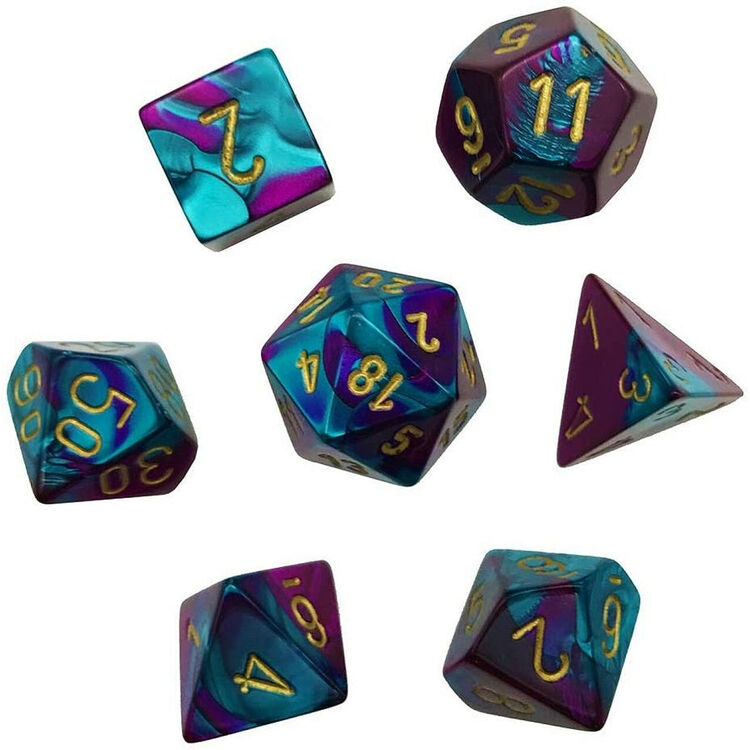 Product Gemini Purple-Teal/Gold Mini Polyhedral 7-Die Set image