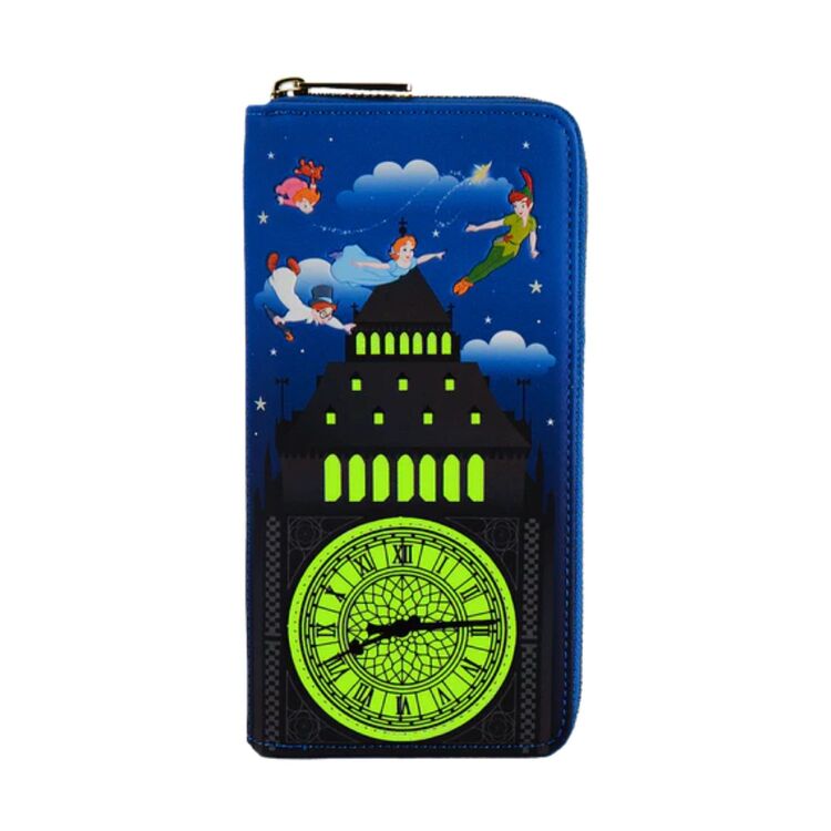 Product Loungefly Disney Peter Pan Glow Clock Zip Around Wallet image