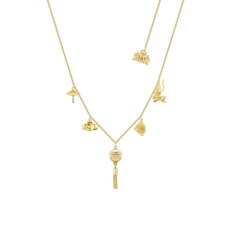 Product Disney Couture Mulan Gold-Plated Lucky Charms Choker Style Necklace image