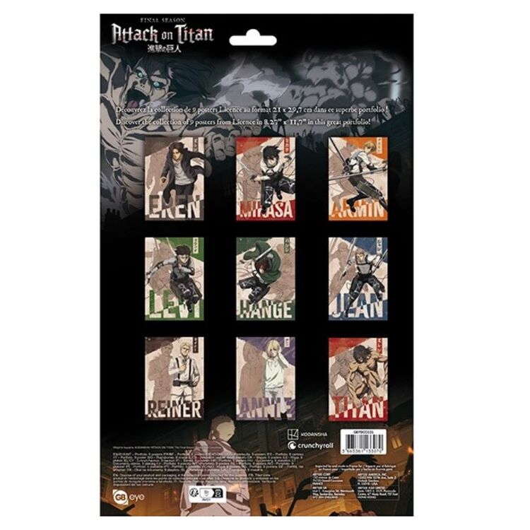 Product Σετ 9 Αφίσες Attack On Titan Portfolio Characters image