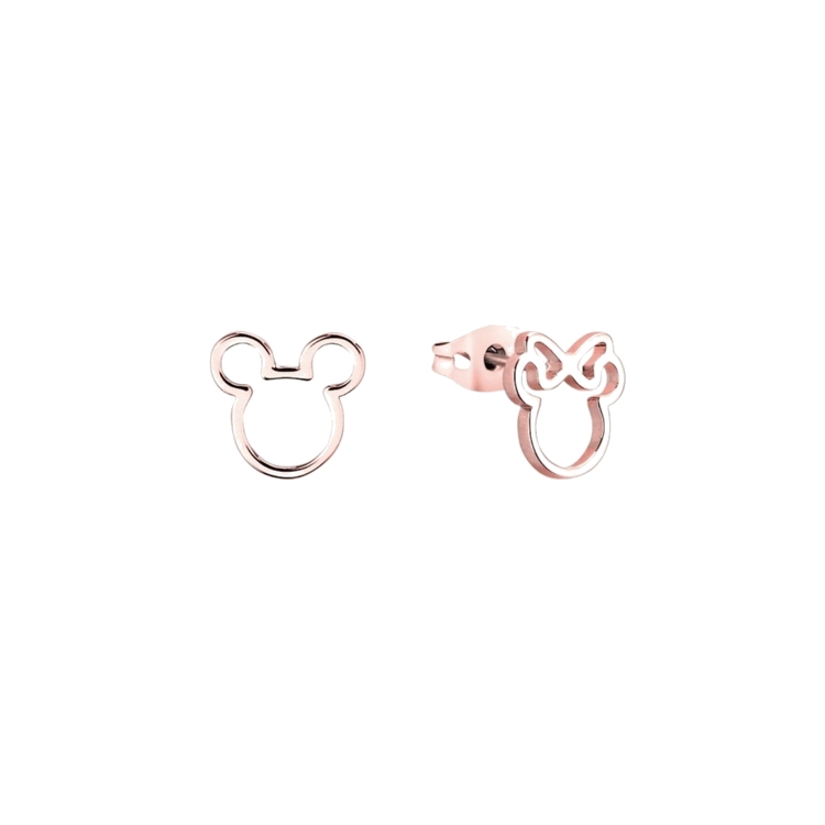 Product Disney Couture Mickey and Minnie Rose Gold-Plated Mismatched Outline Stud Earrings image