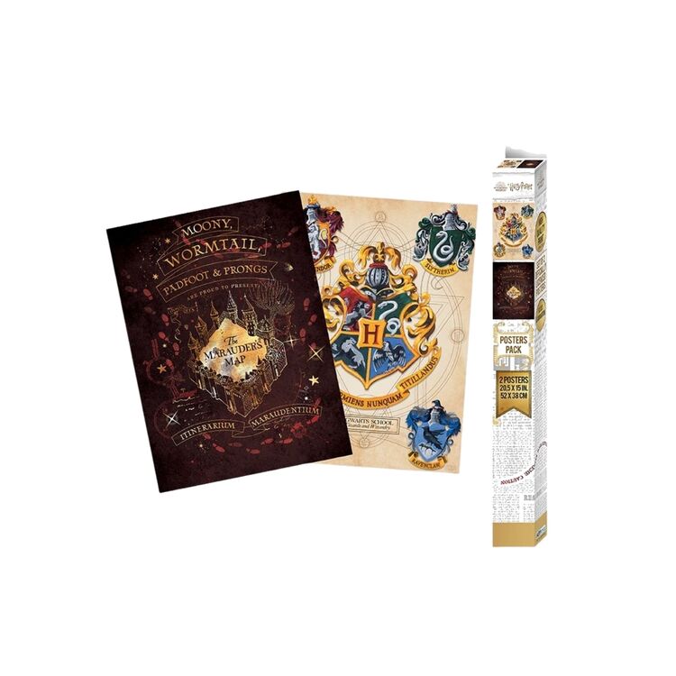 Product Harry Potter Set Of 2 Chibi Posters Crest and Marauders's Map image