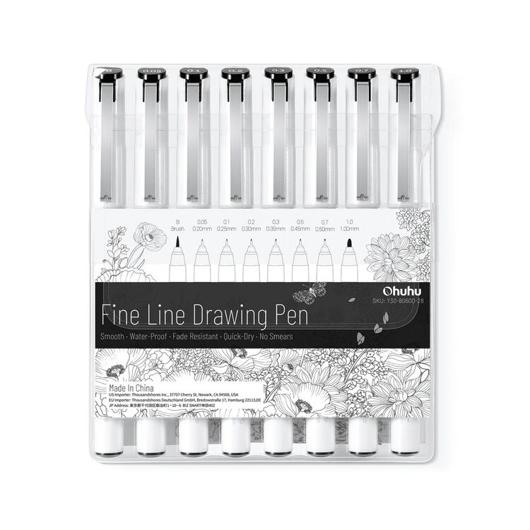 Product Ohuhu Set of 8 Fineliner Drawing Pens image