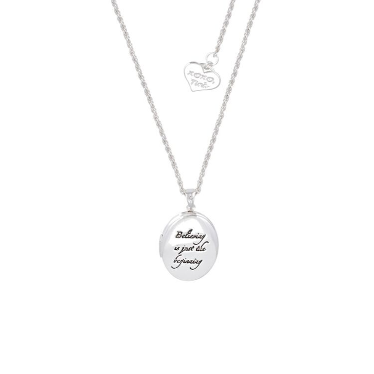 Product Disney Couture White Gold-Plated Tinkerbell "Believing is Just the Beginning" Locket Necklace image