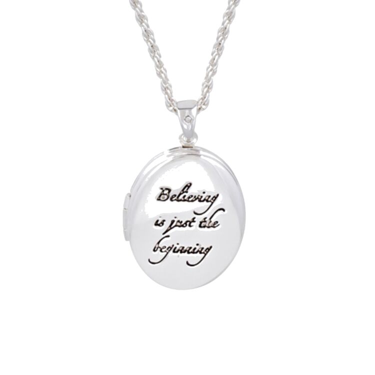 Product Disney Couture White Gold-Plated Tinkerbell "Believing is Just the Beginning" Locket Necklace image