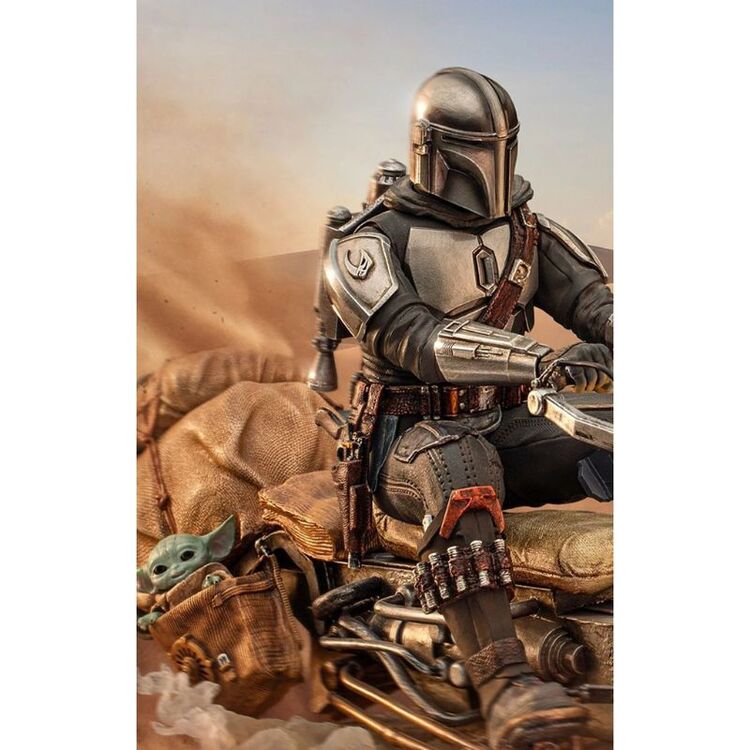 Product Iron Studios Deluxe: The Mandalorian - Mando on Speederbike Art Scale Statue (1/10) (LUCSWR48721-10) image