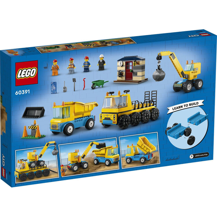 Product LEGO® City: Φορτηγά Οικοδομικών Υλικών και Γερανός με Μπάλα Κατεδάφισης (60391) image