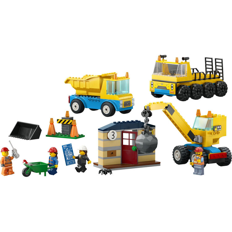 Product LEGO® City: Φορτηγά Οικοδομικών Υλικών και Γερανός με Μπάλα Κατεδάφισης (60391) image