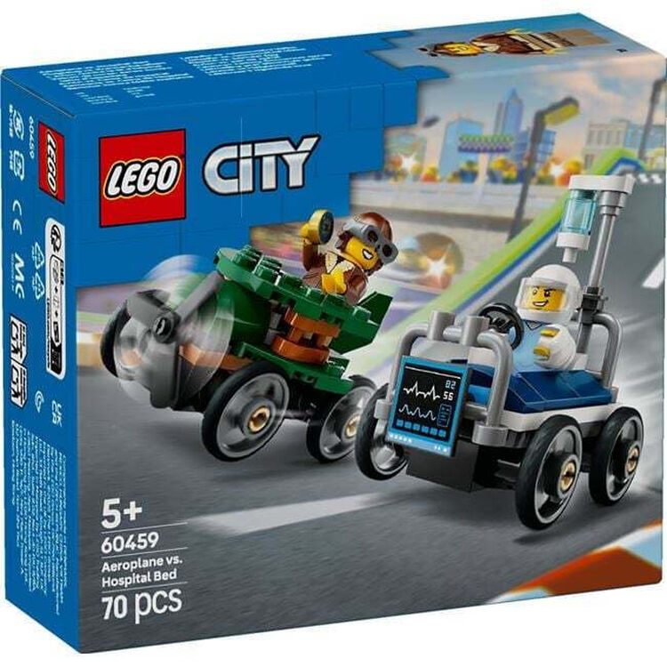 Product LEGO® City: Πακέτο Αγωνιστικών Αυτοκινήτων - Αεροπλάνο vs. Νοσοκομειακό Κρεβάτι (60459) image