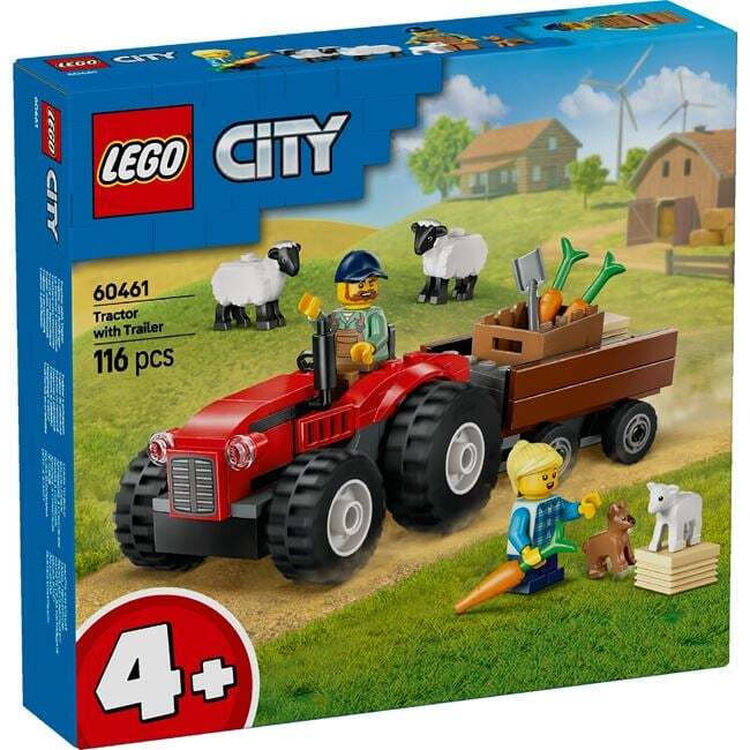 Product LEGO® City: Κόκκινο Αγροτικό Τρακτέρ με Τρέιλερ & Πρόβατα (60461) image
