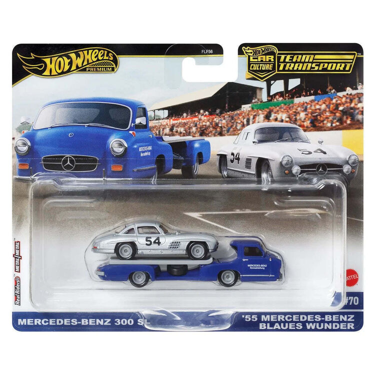 Product Mattel Hot Wheels: Premium Car Culture Team Transport - Mercedes-Benz 300SL & '55 Mercedes-Benz Blaues Wunder (HRV48) image
