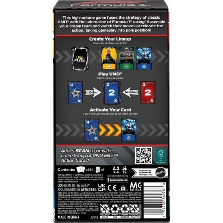 Product Επιτραπέζιο Παιχνίδι Mattel Uno: Uno Elite F1 (JLV42) image