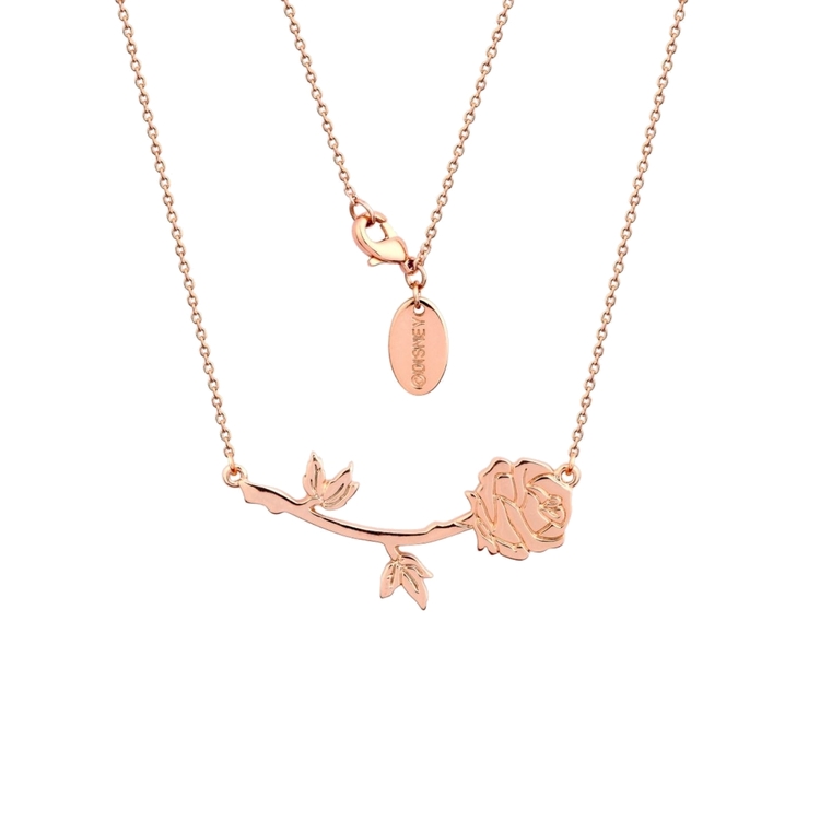 Product Disney Couture Beauty & the Beast Rose Gold Plated Belle's Rose Necklace image