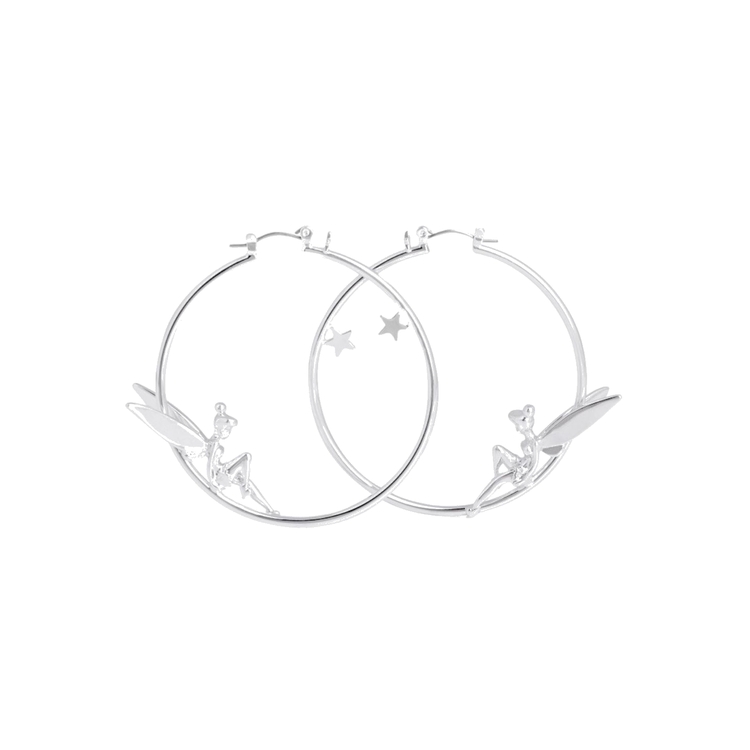 Product Disney Couture White Gold-Plated Tinkerbell Fairy Hoop Earrings image