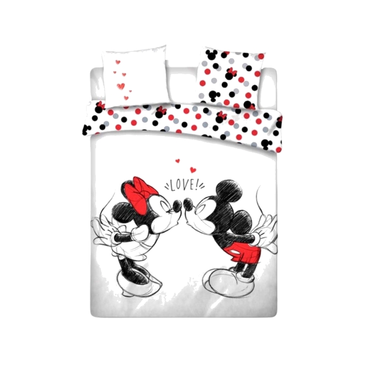 Product Disney Mickey And Minnie Kiss Cotton Duvet Cover Bed Double image