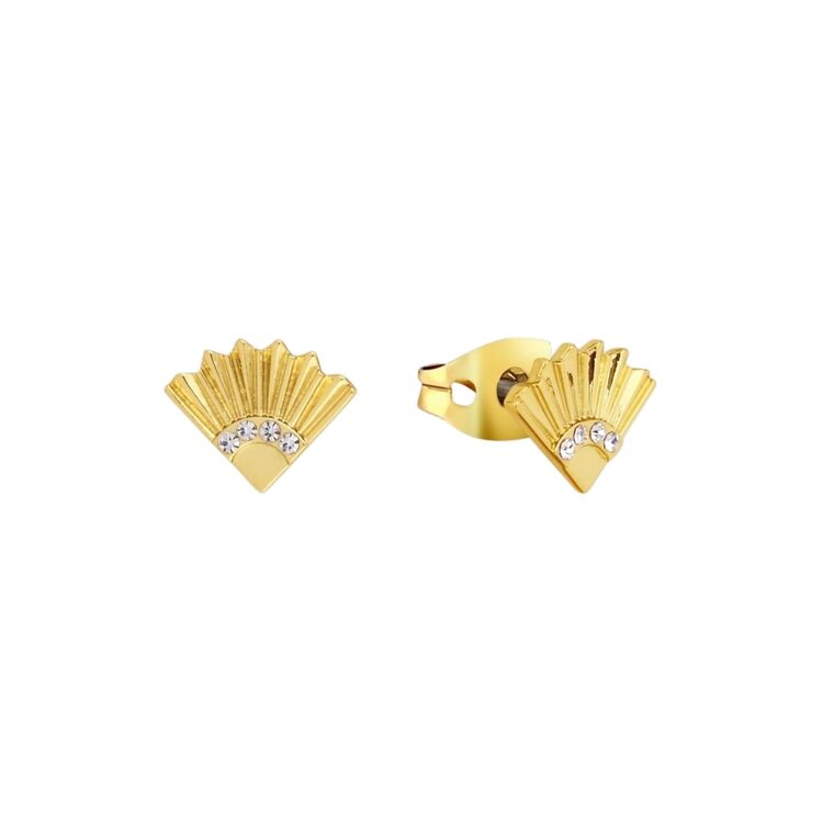 Product Disney Couture Mulan Gold-Plated Oriental Fan Stud Earrings image