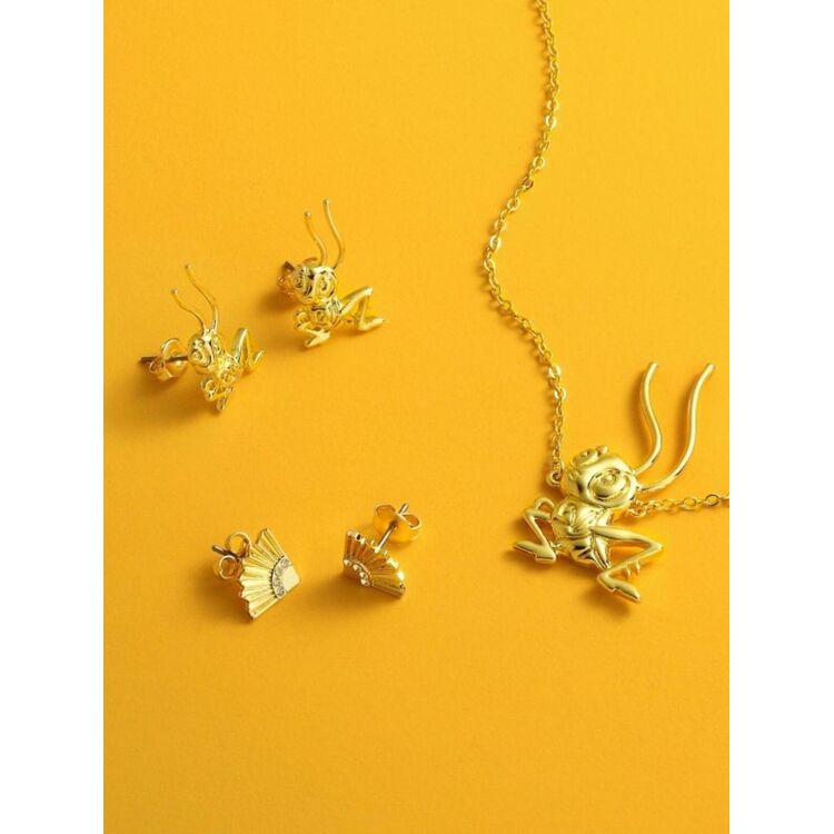 Product Disney Couture Mulan Gold-Plated Oriental Fan Stud Earrings image