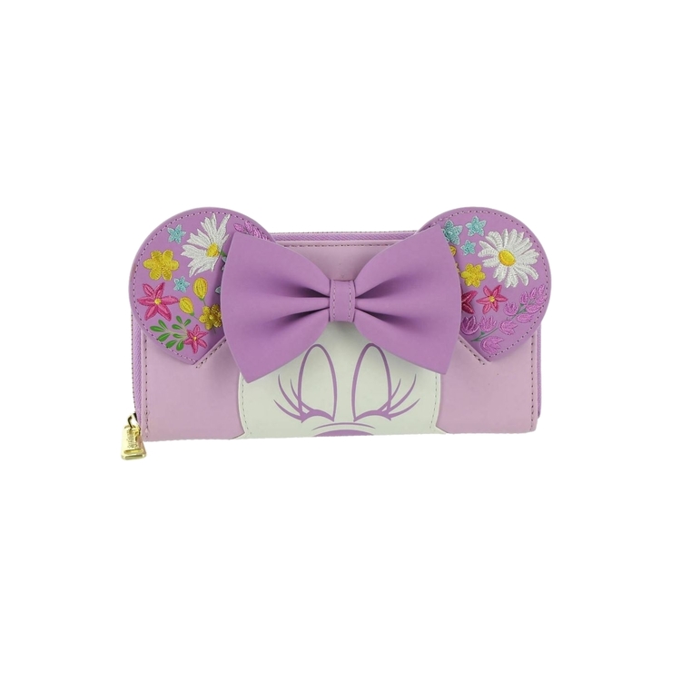 Product Loungefly Disney Minnie Holding Flowers Zip Around Wallet image