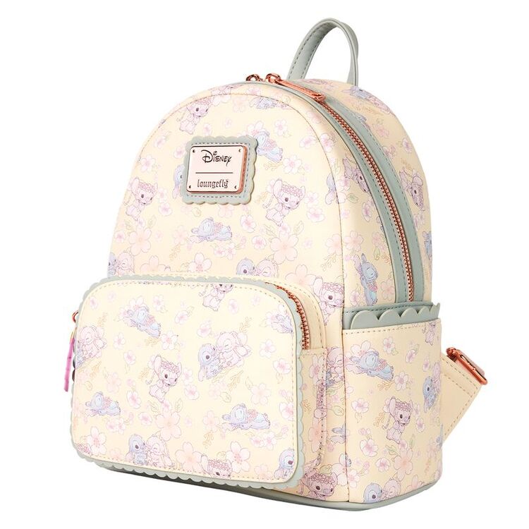 Product Loungefly Disney Stitch & Angel Cherry Blossom All-Over Print Mini Backpack image