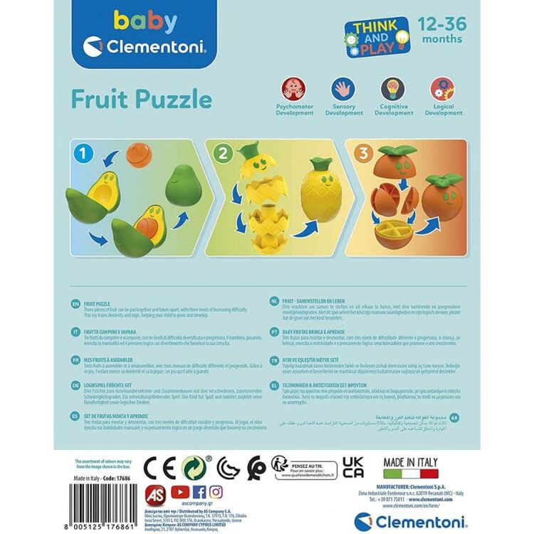 Product Βρεφικό Παιχνίδι AS Baby Clementoni: Think and Play - Fruit Puzzle (Recycled Plastic) (1000-17512) image