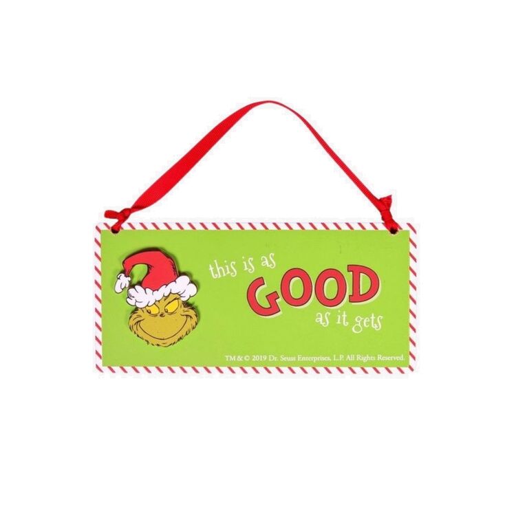 Product The Grinch Naughty & Good Double Sided Hanging Plaque image