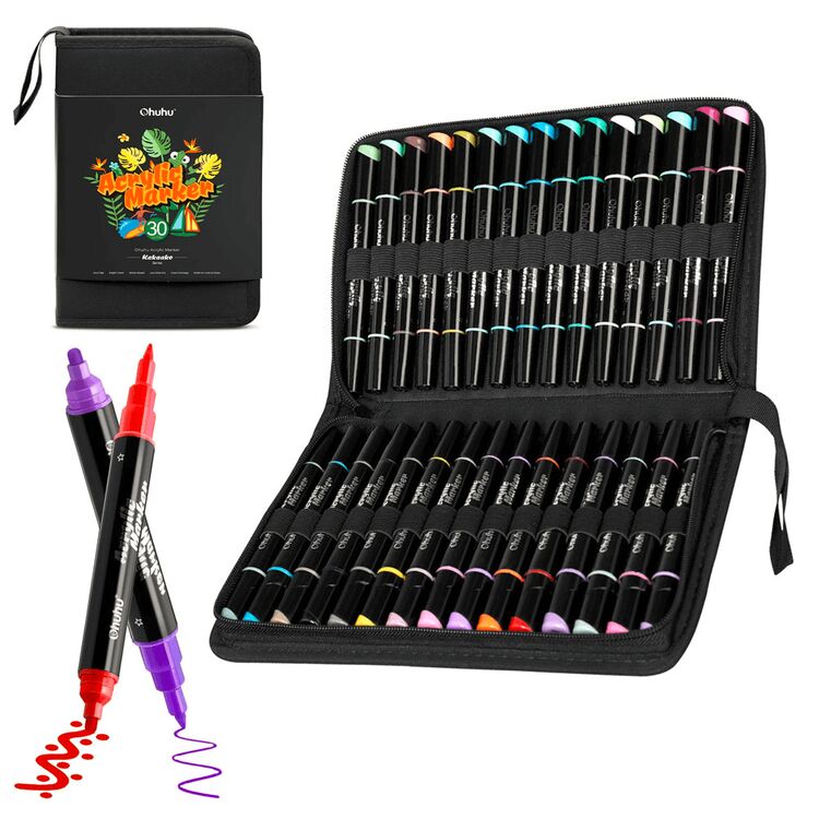 Product Ohuhu Acrylic Painting Markers 2mm Dual Tip Set of 30 pcs image