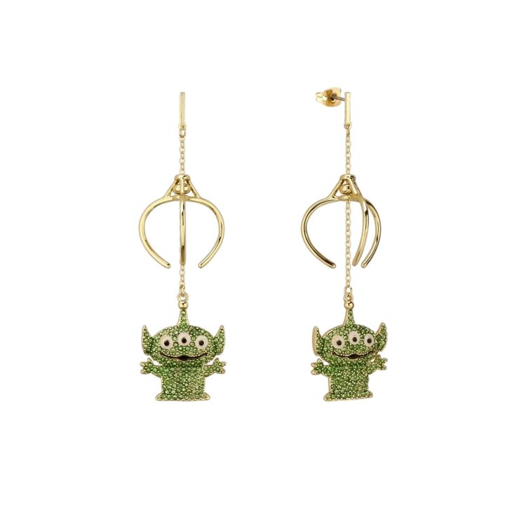 Product Disney Couture Pixar Toy Story Gold-Plated Alien Crystal Claw Drop Earrings image