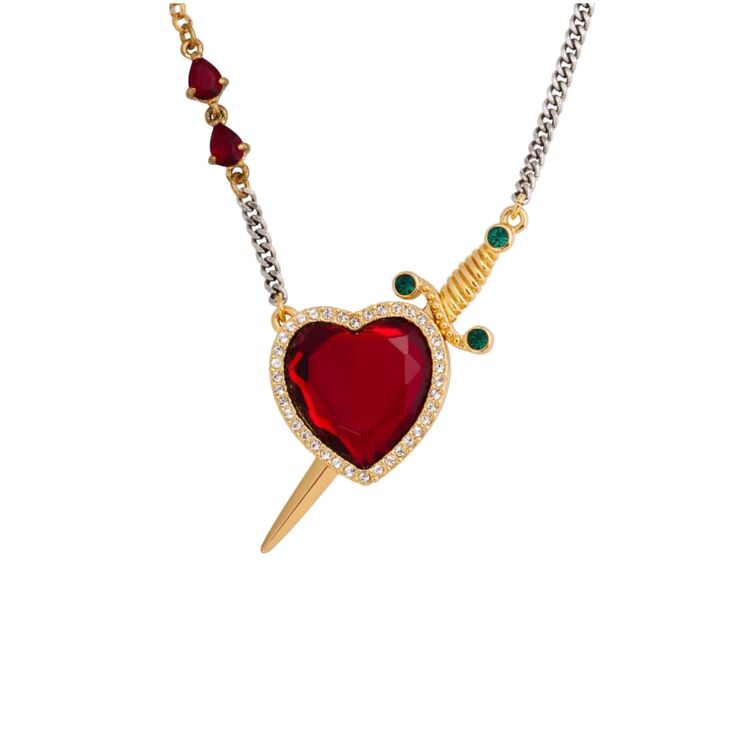 Product Disney Couture Snow White Gold-Plated Red Crystal Heart & Dagger Necklace image