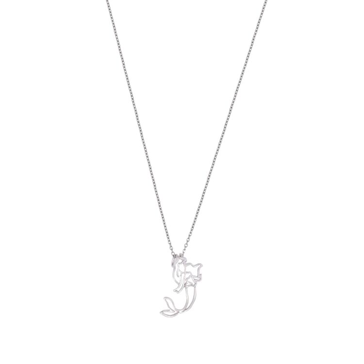 Product Disney Couture White Gold-Plated Little Mermaid Ariel Outline Character Necklace image