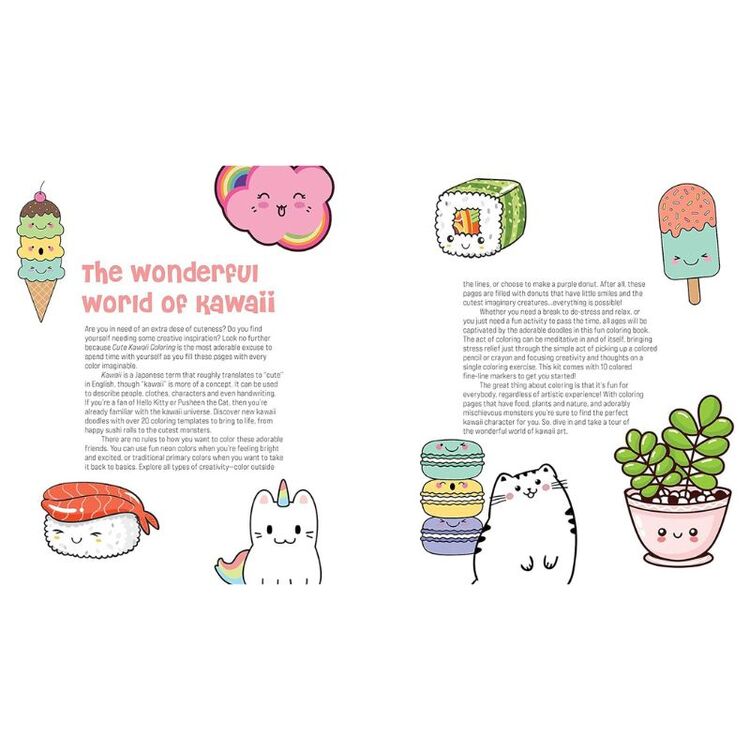 Product Cute Kawaii Coloring Kit: Coloring Book image