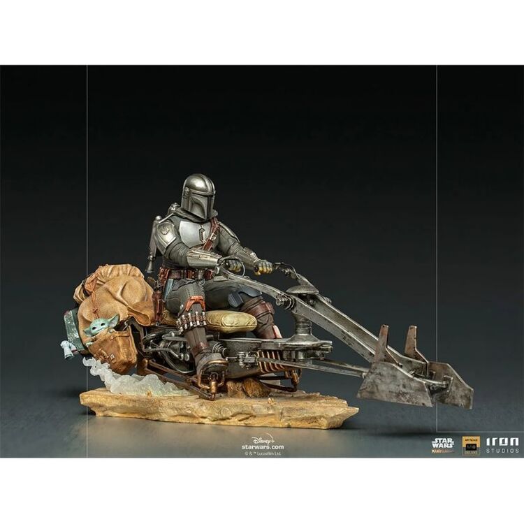 Product Iron Studios Deluxe: The Mandalorian - Mando on Speederbike Art Scale Statue (1/10) (LUCSWR48721-10) image