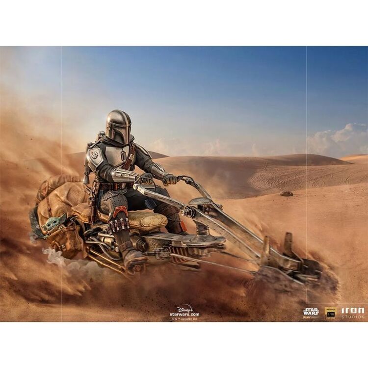 Product Iron Studios Deluxe: The Mandalorian - Mando on Speederbike Art Scale Statue (1/10) (LUCSWR48721-10) image