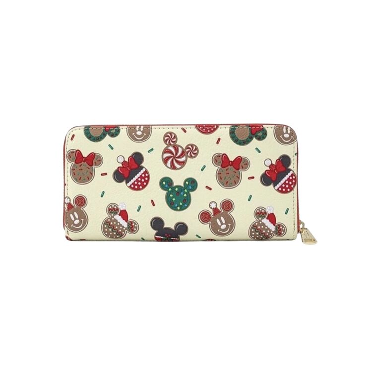 Product Loungefly Disney Mickey & Minnie Christmas Cookies Zip Around Wallet image