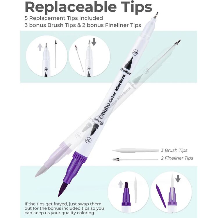 Product Ohuhu Oahu Waterbased Markers Set of 60 Dual Tip Markers image