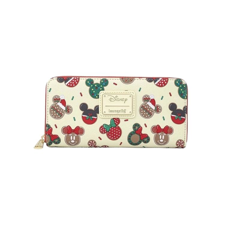 Product Loungefly Disney Mickey & Minnie Christmas Cookies Zip Around Wallet image